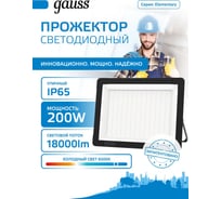 Светодиодный прожектор Gauss Elementary 200W 16800lm 6500К IP65 черный 691511200