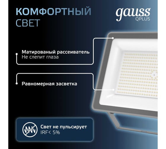 Светодиодный прожектор Gauss Qplus 150 W 15750 lm IP65 6500K графитовый  690511150
