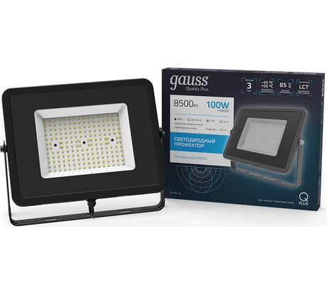 Светодиодный прожектор Gauss Qplus 100W 10500lm 6500K IP65 графитовый 690511100