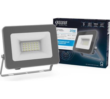 Светодиодный прожектор Gauss Qplus 20W 2100lm 6500K IP65 графитовый 690511320