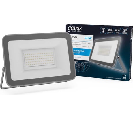 Светодиодный прожектор Gauss Qplus 50 W 5250 lm IP65 6500K графитовый  690511350