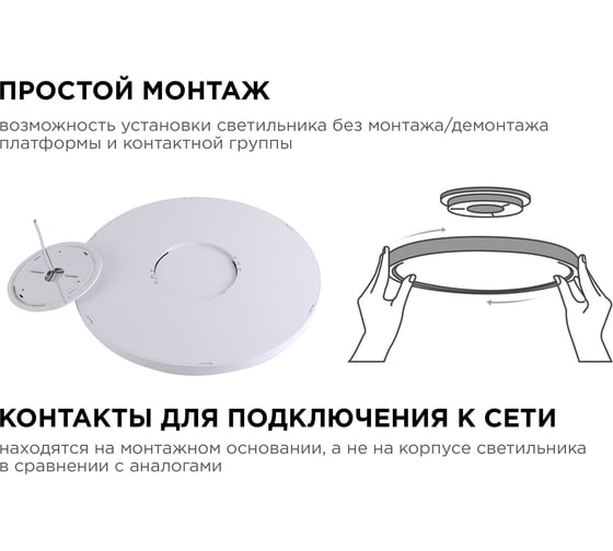 Светильник светодиодный Apeyron SPIN, 24Вт, 2400лм, 6500К, IP40, o230x25, круг, белый, комплект / 1 18-126