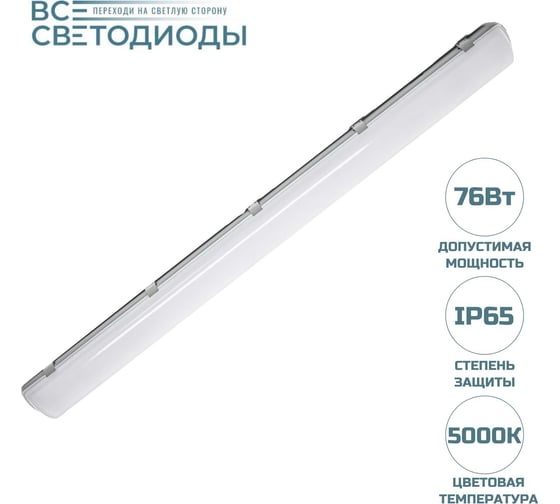 Промышленный светодиодный светильник ВСЕСВЕТОДИОДЫ АЙСБЕРГ 76W 9500Lm IP65 1686/Опал vs103m-76-op-5k