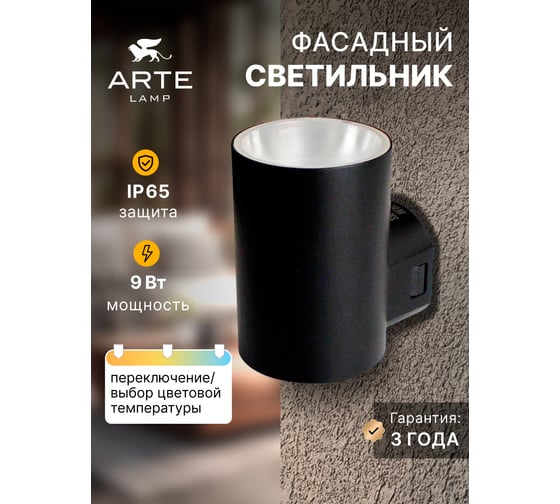 Фасадный светильник ARTE LAMP ALCYONE A6109AL-1BK