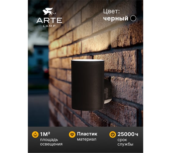 Фасадный светильник ARTE LAMP ALCYONE A6109AL-1BK