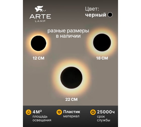 Фасадный светильник ARTE LAMP NIMBO A3412AL-1BK