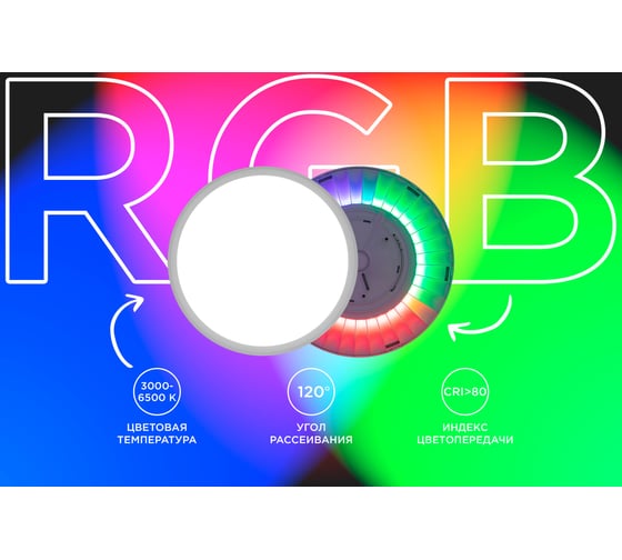 Светильник светодиодный Apeyron SPIN, 28Вт, 2240лм, DIM, 3000-6500К,RGB подсветка, IP40, круг, белы 18-140