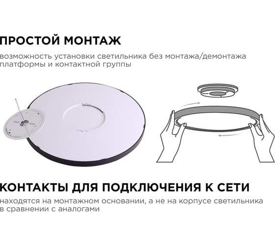 Светильник светодиодный Apeyron SPIN, 38Вт, 3800лм, 6500К, IP40, ø400x25, круг, черный, комплект 18-141