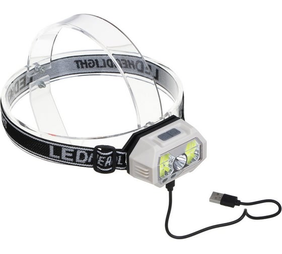 Фонарик налобный сенсорный ЕРМАК XPE LED + 2 COB, 7 режимов, 800мАч, зарядка Type-C 221-092