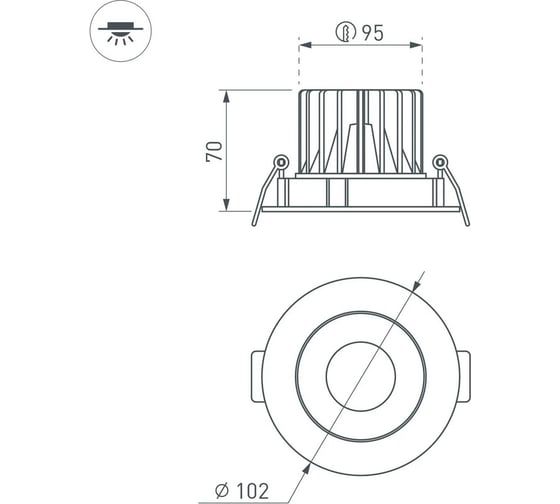 Светильник Arlight MS-FORECAST-BUILT-TURN-R102-12W Warm3000  , IP20 Металл, 1шт 037188(1)