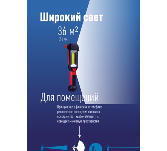 Фонарь КОСМОС 3Вт направленный свет, 5Вт СОВ, молот для стекла, нож для ремня, 3хААА KOSAu6007COB