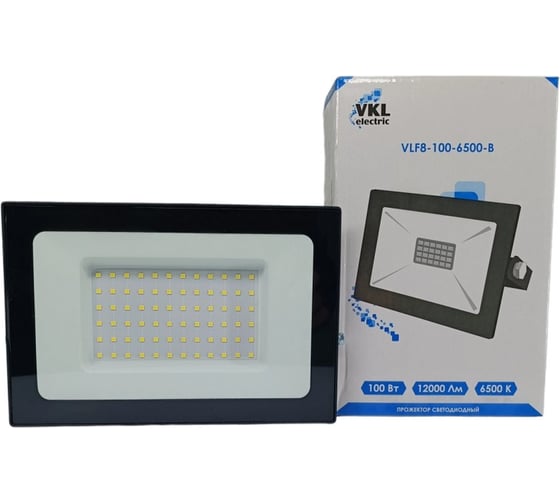 Прожектор VKL electric 100W VLF8 6500К 12000Лм 220V IP65 черный 1208272 1