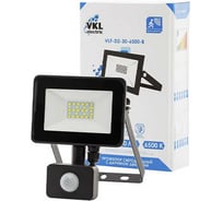 Прожектор с датчиком движения VKL electric 20W VLF8 6500К 2400Лм 220V IP65 угол 120 градусов черный 1208275