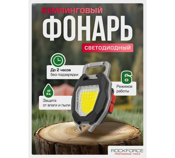 Фонарь светодиодный аккумуляторный переносной многофункциональный Rockforce RF-EL2303(60492)