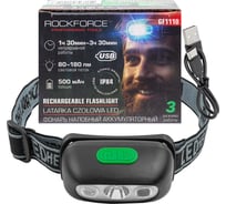 Фонарь светодиодный налобный аккумуляторный Rockforce с сенсором бесконтактного включения RF-GF1110(60449)