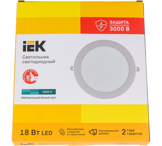 Светильник IEK ДВО 1607 белый, круг LED 18Вт 4000 IP20 LDVO0-1607-1-18-K01