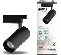 Трековый светильник GAUSS цилиндр 16W 1680lm 4000K 180-220V IP20 65х206мм черный LED 1/40 TR082