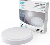 Светильник ЖКХ GAUSS HALL круг 15W 1100lm 4000K 200-240V IP40 бел с микроволновым сенсором LED 1/40 193411215-S