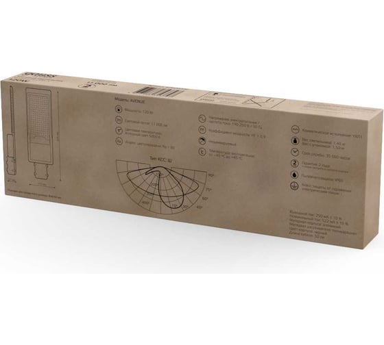 Уличный консольный светодиодный светильник Gauss IP65 120W 11000lm 5000K КСС "Ш" 629534320