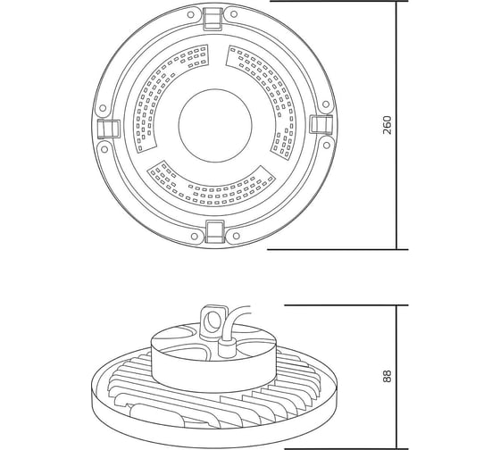 Светильник Gauss подвесной UFO 150W 18000lm 5000K 175-265V IP65 D260х88мм черный 821536350