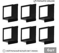 Светильник для грильято Geniled 6шт 5Вт 4000К для ячейки 100x100 мм Griliato Tetris встраиваемый 08966_4000_black