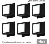 Светильник для грильято Geniled 6шт 10Вт 4000К для ячейки 100x100 мм Griliato Tetris встраиваемый 08903_4000_black