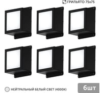 Светильник для грильято Geniled 6шт 10Вт 4000К для ячейки 75x75 мм Griliato Tetris встраиваемый 08875_4000_black
