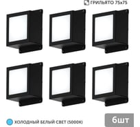 Светильник для грильято Geniled 6шт 10Вт 5000К для ячейки 75x75 мм Griliato Tetris встраиваемый 08875_black