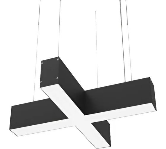 Светодиодный светильник VARTON X-line X-образный 30 Вт 4000 К 532x500x100 мм RAL9005 черный муар с рассеивателем опал и торцевыми крышками (4 шт.) V1-R0-9XX23-02OP0-4003040