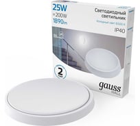 Светильник Gauss ЖКХ HALL круг 25W 1890lm 6500K 200-240V IP40 D210х35мм белый LED 1/20 193411325