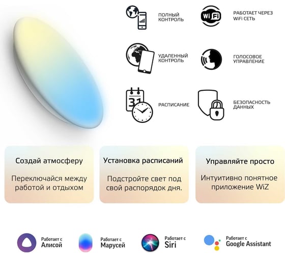 Светодиодный накладной светильник Gauss Smart Home тип CCT+DIM 2050112