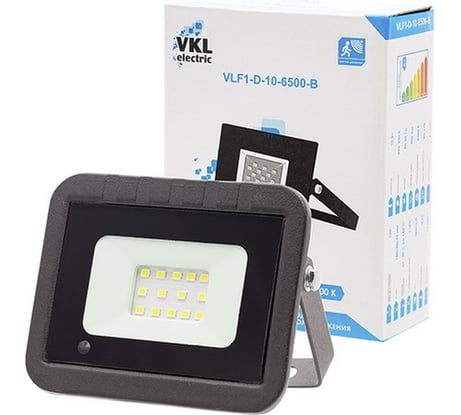 Прожектор VKL electric LED с датчиком движения 10W VLF1-D-10-6500-B 6500К 900Лм 220V IP65 1013402