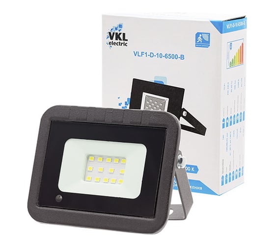 Прожектор VKL electric LED с датчиком движения 10W VLF1-D-10-6500-B 6500К 900Лм 220V IP65 1013402 1