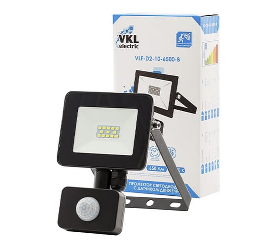 Прожектор VKL electric LED с датчиком движения 10W VLF-D2-10-6500-B 6500К 650Лм 220V IP65 1010751