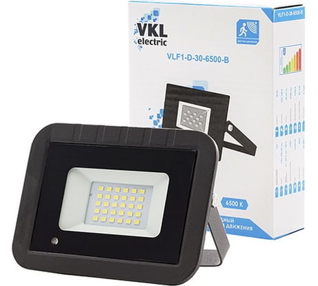 Прожектор VKL electric LED с датчиком движения 30W VLF1-D-30-6500-B 6500К 2700Лм 220V IP65 1013400
