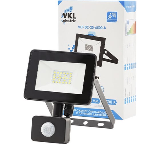 Прожектор VKL electric LED с датчиком движения 20W VLF-D2-20-6500-B 6500К 1300Лм 220V IP65 1010752 1