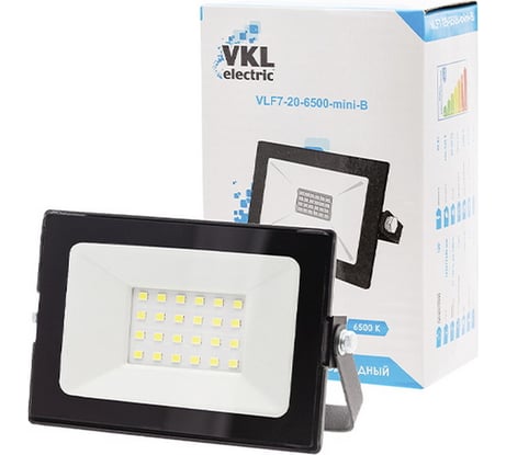 Прожектор VKL electric LED 20W VLF7-20-6500-mini-B 6500К 1800Лм 220V IP65 черный 1/ 80 1013397
