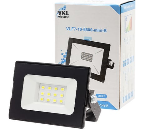 Прожектор VKL electric LED 10W VLF7-10-6500-mini-B 6500К 900Лм 220V IP65 черный 1/ 80 1013396