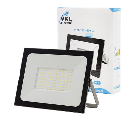 Прожектор VKL electric LED 100W SMD VLF7-100-6500- В 9000Лм 220V, IP65, черный 1/ 10 1013404
