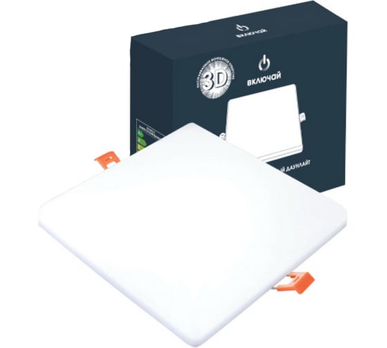 Светильник Включай LED Даунлайт 3D квадрат 18W 6500К 1550Lm IP20 LED-DLC-3D-18W-6500К пластик, 1156958 1