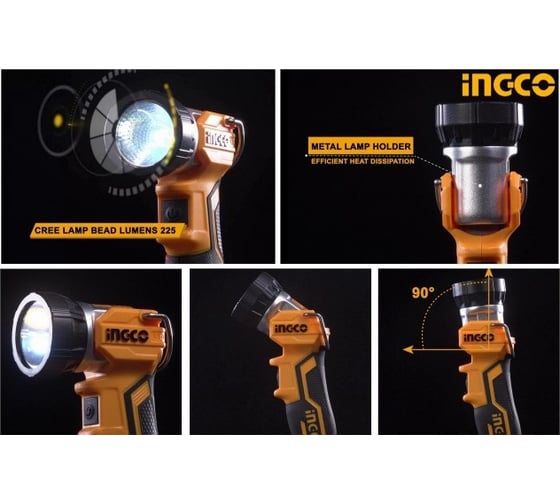Аккумуляторный фонарь INGCO 20В 3.2Вт. 225Лм INDUSTRIAL CWLI2001