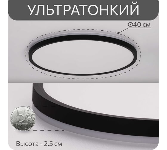 Светильник потолочный светодиодный Citilux с подсветкой, черный, NORMA LED CL748401