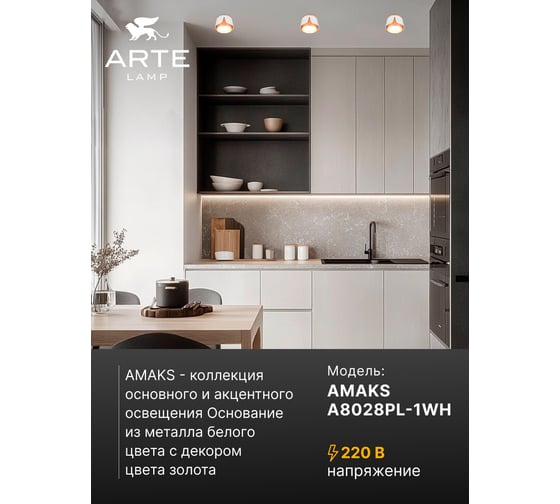 Потолочный светильник ARTE LAMP AMAKS A8028PL-1WH