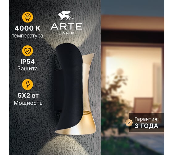 Фасадный светильник ARTE LAMP ALBA A6405AL-2BK