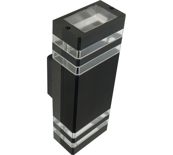 Светильник садово-парковый FERON ONE DH0807-P, на стену вверх/вниз, 2xGU10 220-240V, черный пластик, 51539
