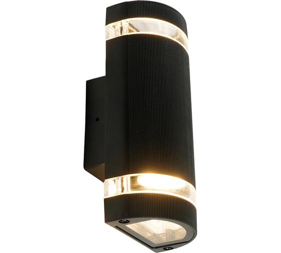Светильник садово-парковый FERON ONE DH1702-P, на стену вверх/вниз, 2хGU10 220-240V, черный пластик, 51540