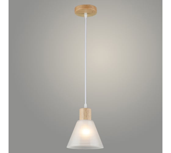 Подвес РОСТОК N6029/1HQ WOOD+WT белый, 1x40W, Е27, d155 h800, QH23 988372675 1