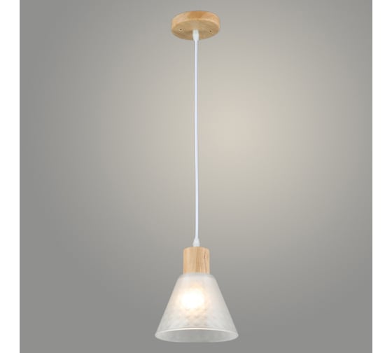 Подвес РОСТОК N5890/1HQ WT+WOOD белый, 1x40W, Е27, d155 h800, QH23 988035364 1