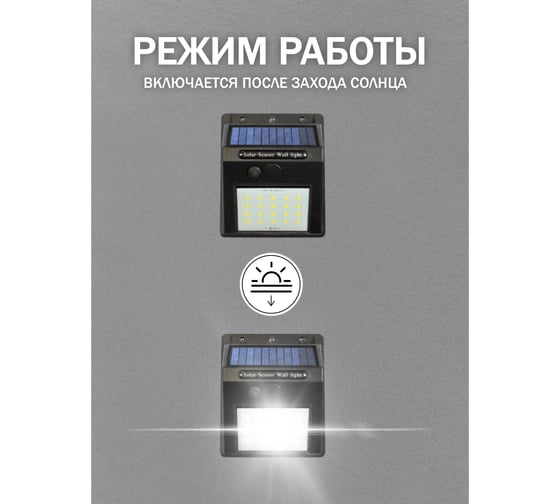 Светильник светодиодный настенный WMC TOOLS на солнечной батарее, комплект 10 шт, 20 светодиодов SMD, WMC-WL6001/к-т 10шт/(62109)