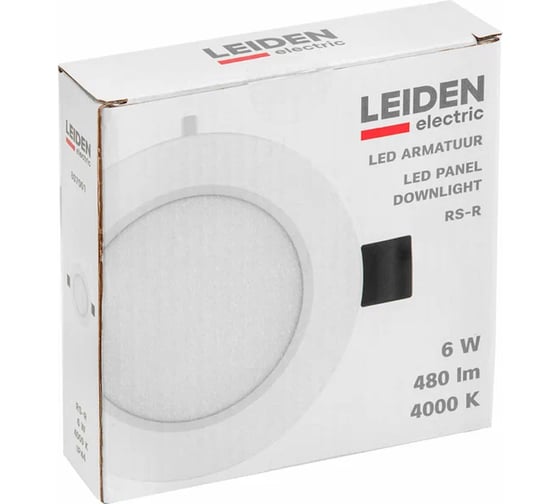 Светильник светодиодный встраиваемый LEIDEN ELECTRIC круг, 6 Вт, 4000К, IP44 RS-R 807001